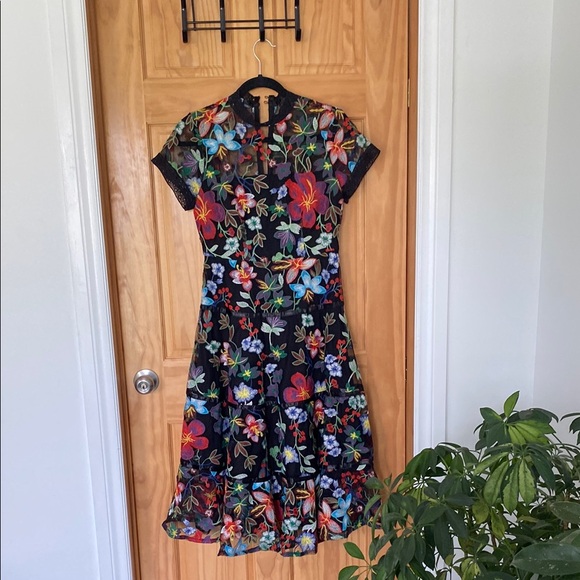 Dresses & Skirts - Floral Embroidered Black Dress